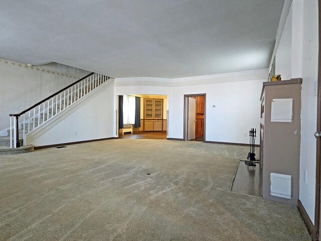 17 Grant St, Salisbury, PA 15558 - unfurnished living room with carpet, stairway, and baseboards