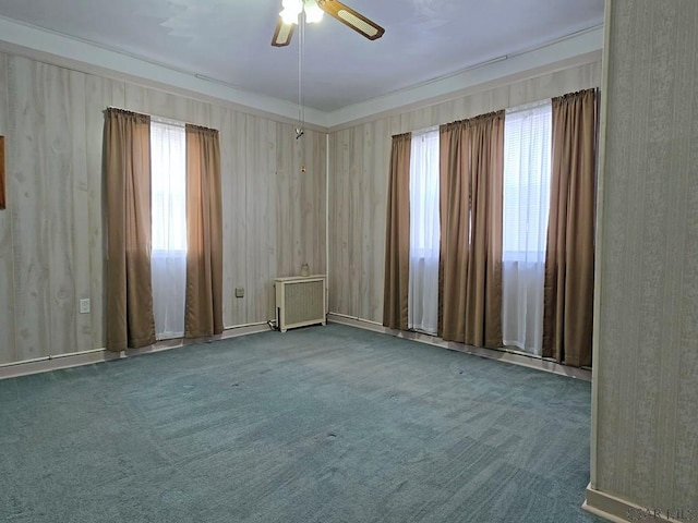 17 Grant St, Salisbury, PA 15558 - empty room with healthy amount of natural light, carpet floors, ceiling fan, and radiator heating unit