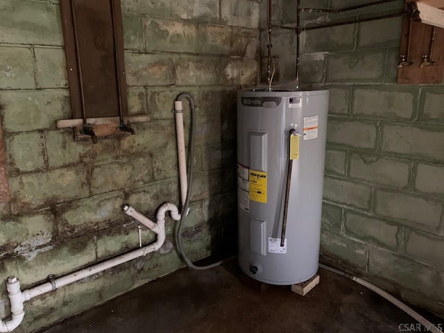 utility room with electric water heater