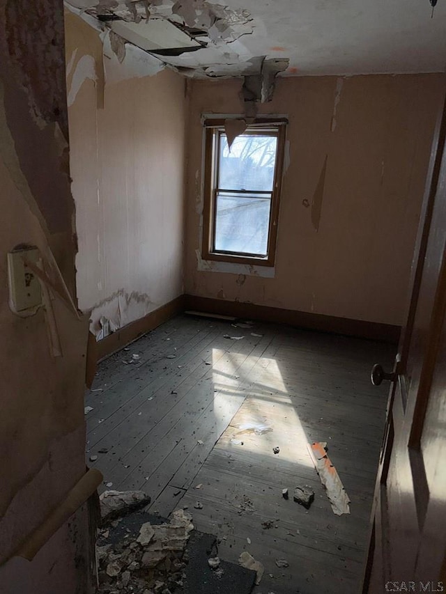 spare room with wood-type flooring