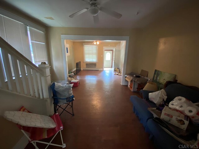 856-858 Ferndale Ave, Johnstown, PA 15905 - living room with a baseboard radiator and ceiling fan