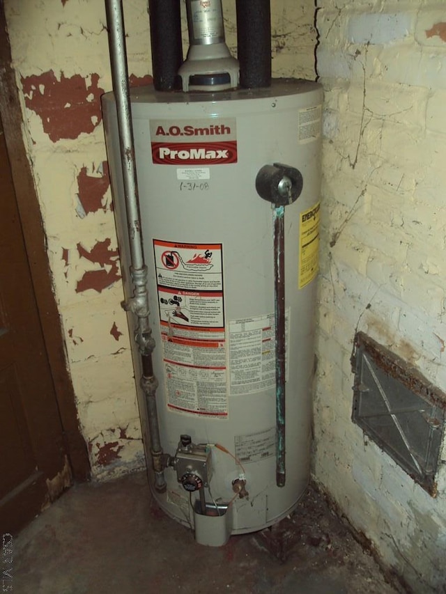 utility room with water heater