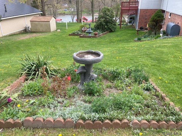 1040 Causeway Dr, Friedens, PA 15541 - view of yard featuring a water view, an outdoor structure, and a shed