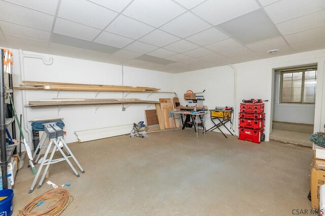 basement with a drop ceiling