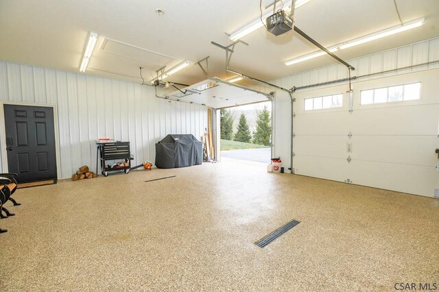 garage with a garage door opener