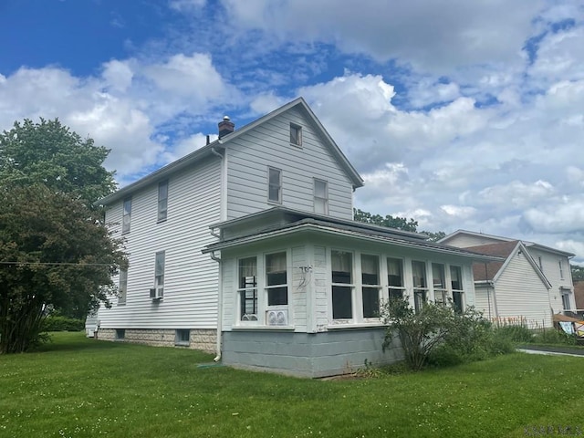 504 Swank St, Johnstown, PA 15905 - view of home's exterior featuring a yard and a chimney
