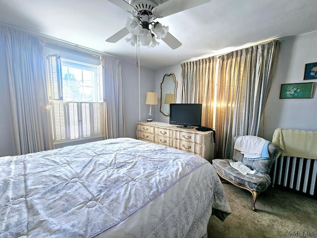 bedroom with carpet floors and ceiling fan