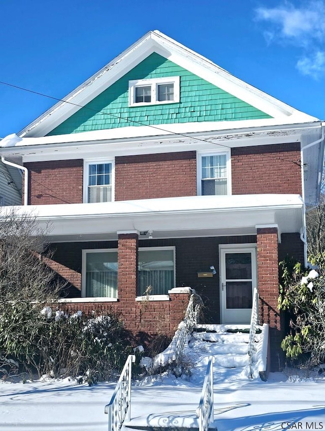 view of front facade featuring covered porch