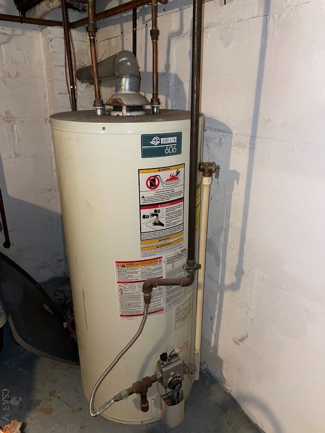 utility room with water heater