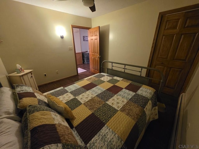 218 Center St, Meyersdale, PA 15552 - bedroom with wood finished floors, baseboards, and ceiling fan