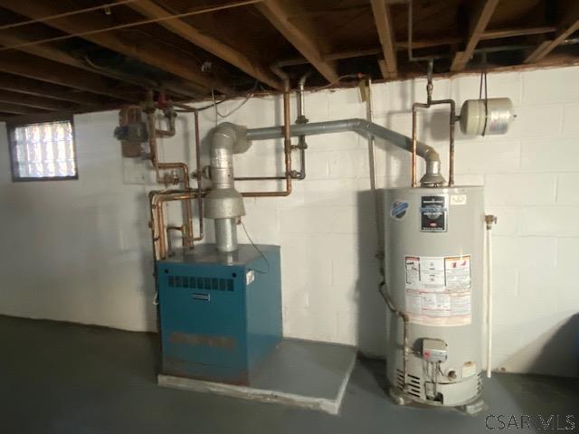 utility room with gas water heater