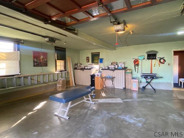 garage with a garage door opener