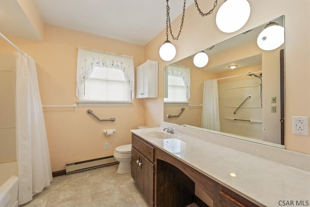 527 Patton St, Somerset, PA 15501 - full bathroom with baseboard heating, toilet, and vanity