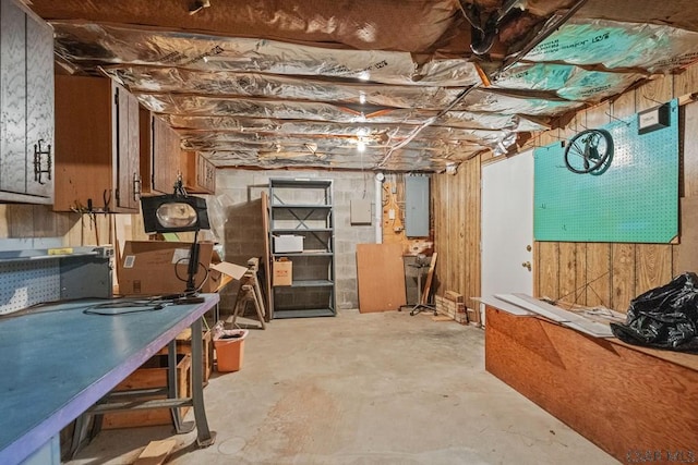 527 Patton St, Somerset, PA 15501 - unfinished basement with a workshop area and electric panel