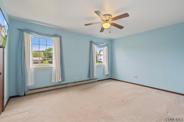 527 Patton St, Somerset, PA 15501 - carpeted spare room with a baseboard heating unit, ceiling fan, and baseboards