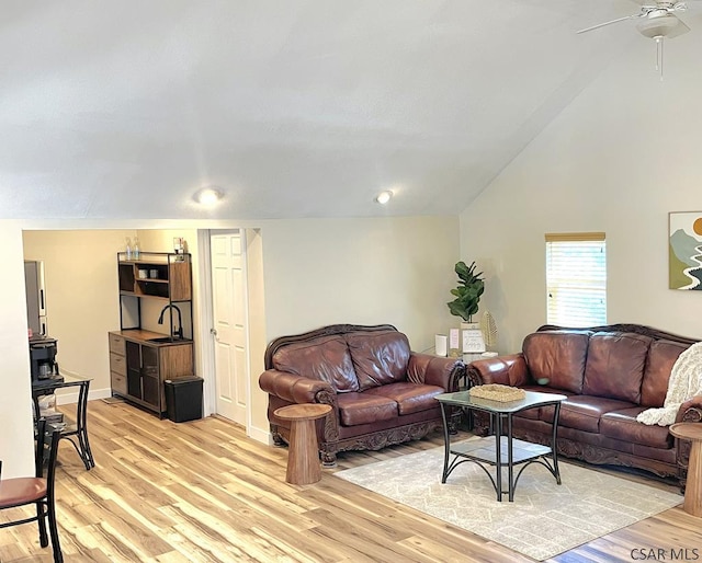 3549 Menoher Blvd, Johnstown, PA 15905 - living area with light wood-style flooring, a ceiling fan, and vaulted ceiling