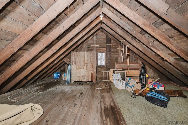 view of unfinished attic