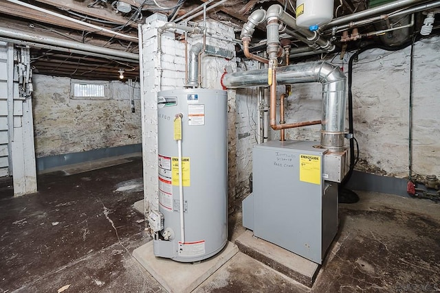 utility room with gas water heater