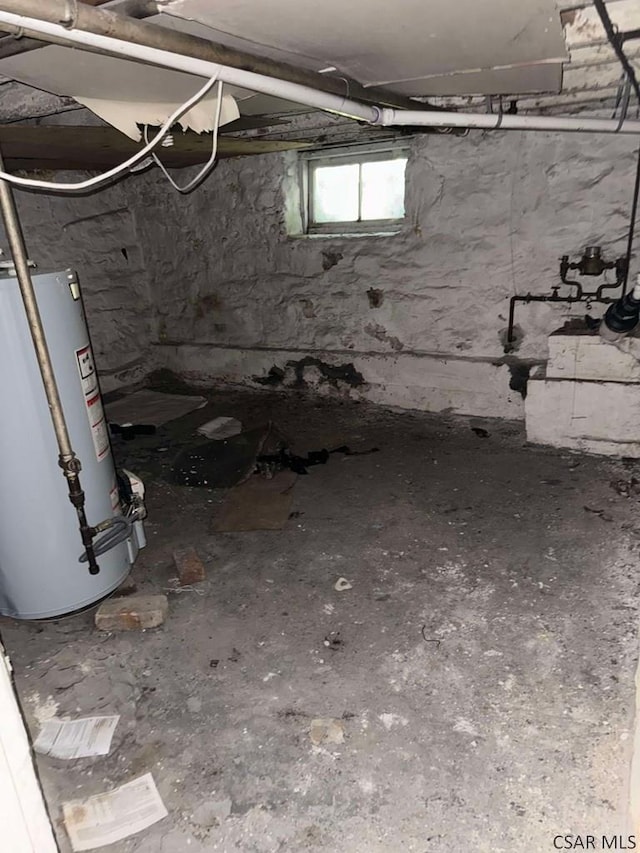 basement with water heater