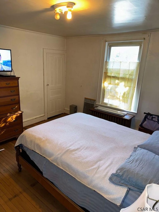 bedroom with hardwood / wood-style floors