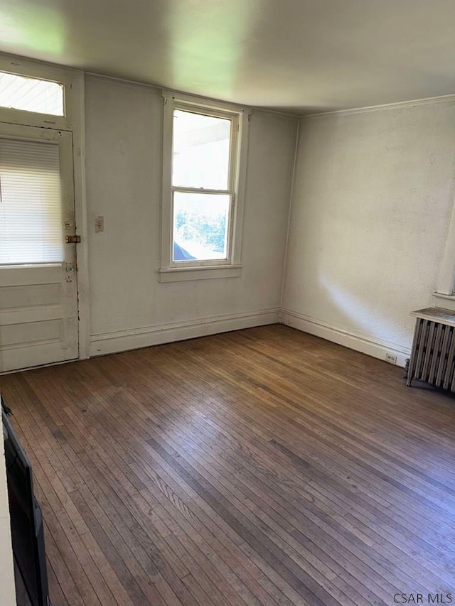 entryway with radiator and wood-type flooring