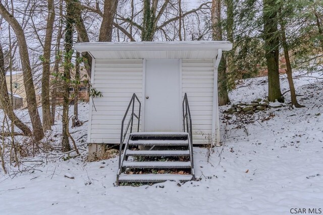 view of snow covered structure