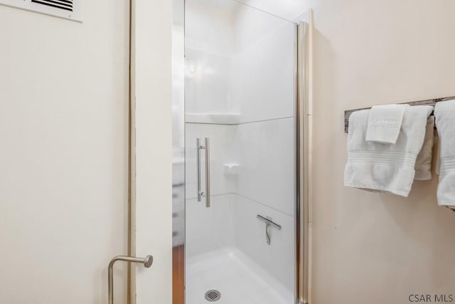 bathroom with a shower stall