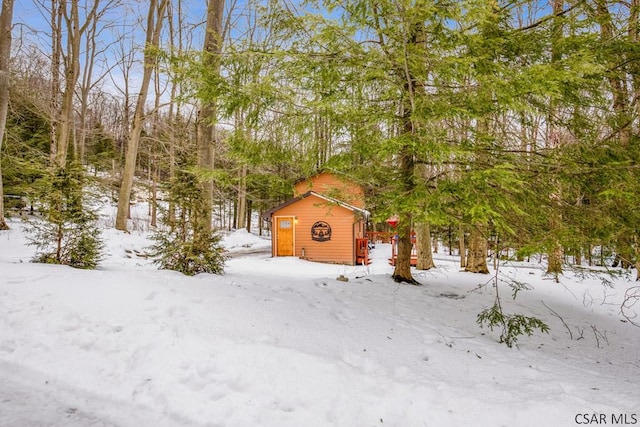 view of snow covered structure