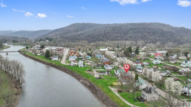 624 Oden St, Confluence, PA 15424 - aerial view featuring a residential view, a water and mountain view, and a wooded view