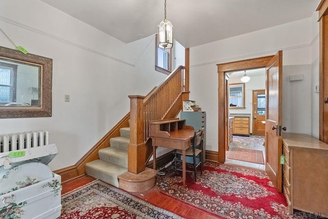 624 Oden St, Confluence, PA 15424 - stairway with plenty of natural light and radiator