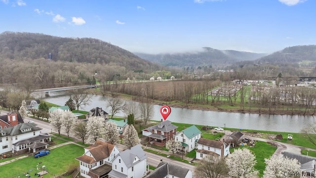 624 Oden St, Confluence, PA 15424 - birds eye view of property with a water and mountain view and a forest view