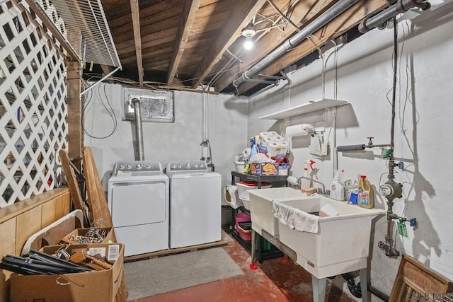 624 Oden St, Confluence, PA 15424 - unfinished below grade area with a sink and separate washer and dryer