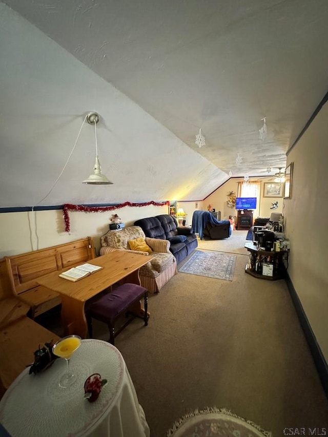 interior space featuring lofted ceiling