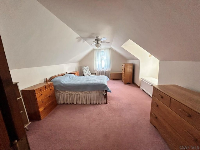 2269 Sunshine Ave, Johnstown, PA 15905 - bedroom featuring light colored carpet, lofted ceiling, and ceiling fan