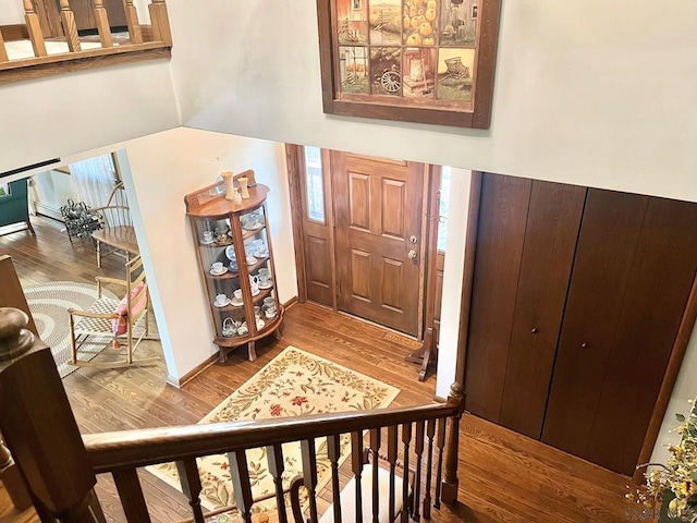 foyer entrance featuring wood finished floors