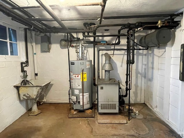 utility room with water heater