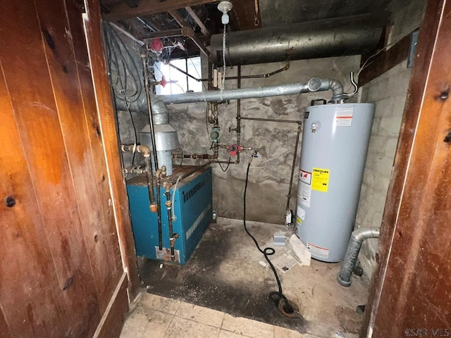 utility room featuring water heater