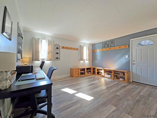 home office featuring wood-type flooring