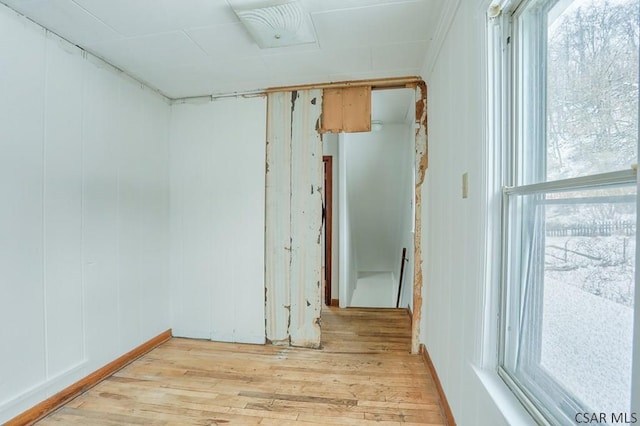 empty room with light hardwood / wood-style floors