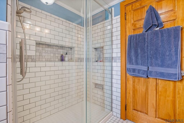 352 W Garrett St, Somerset, PA 15501 - full bath with a stall shower and crown molding