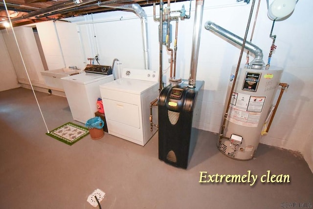 312 Furnari Ave, Johnstown, PA 15905 - unfinished basement with gas water heater and washing machine and clothes dryer