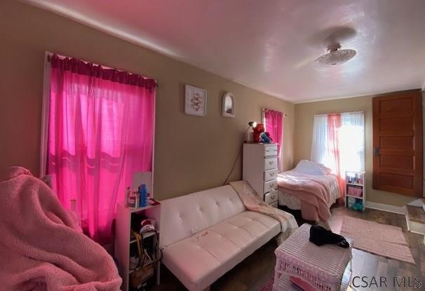 bedroom with wood-type flooring