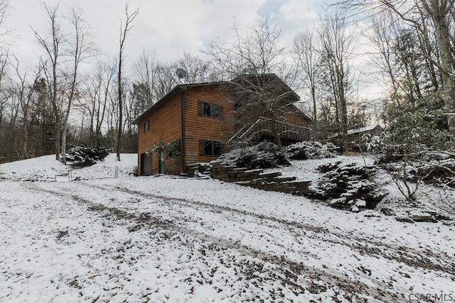 view of snow covered exterior