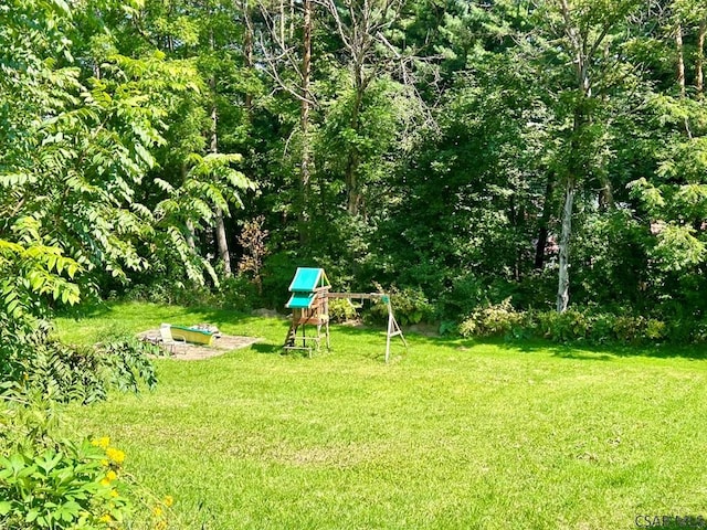 view of yard with a playground