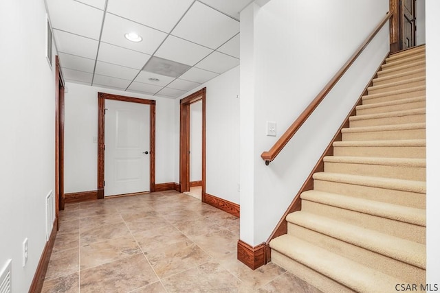 entryway with a paneled ceiling