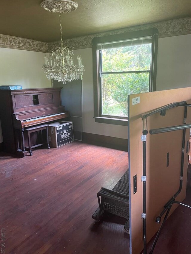 424 W Main St, Stoystown, PA 15563 - interior space with wood finished floors and a chandelier