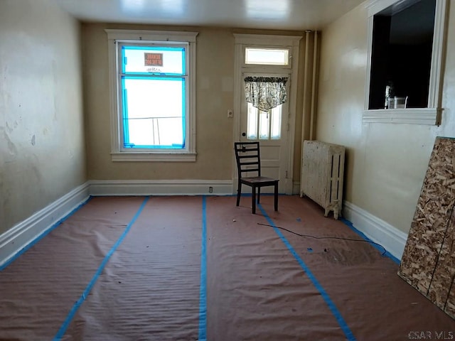 interior space with radiator and a wealth of natural light