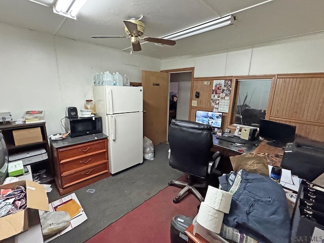 home office featuring ceiling fan