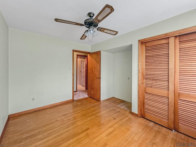 500 Randolph St, Ebensburg, PA 15931 - unfurnished bedroom with a closet, light wood-type flooring, baseboards, and ceiling fan