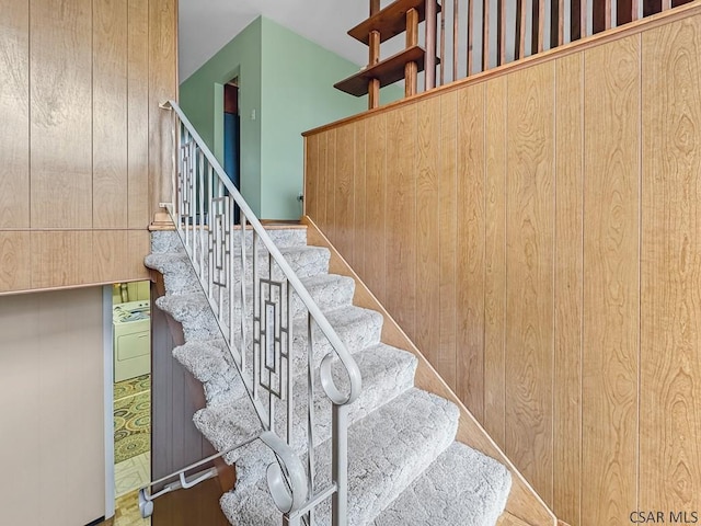 500 Randolph St, Ebensburg, PA 15931 - stairs with wood finished floors and washer / dryer
